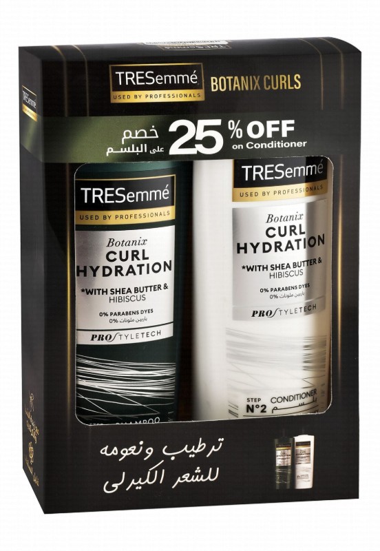 TRESemmé Botanir Curl Hydration Shampoo (400ml) & Conditioner (400ml) with Shea Butter & Hibiscus (25% Off on 2nd Product) - parabens free, dyes free