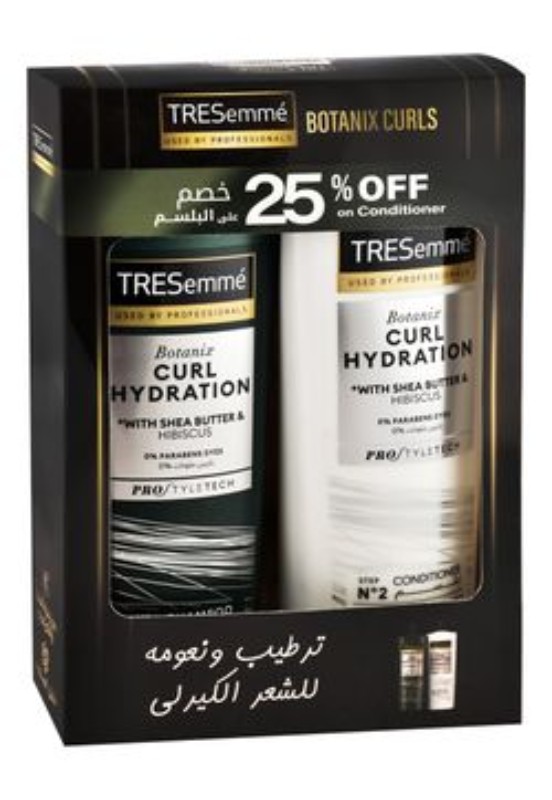 TRESemmé Botanir Curl Hydration Shampoo (400ml) & Conditioner (400ml) with Shea Butter & Hibiscus (25% Off on 2nd Product) - parabens free, dyes free