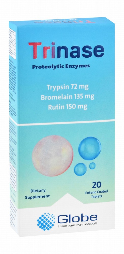 Trinase 72mg Trypsin & 135mg Bromelain Proteolytic Enzymes Supplement with Rutin