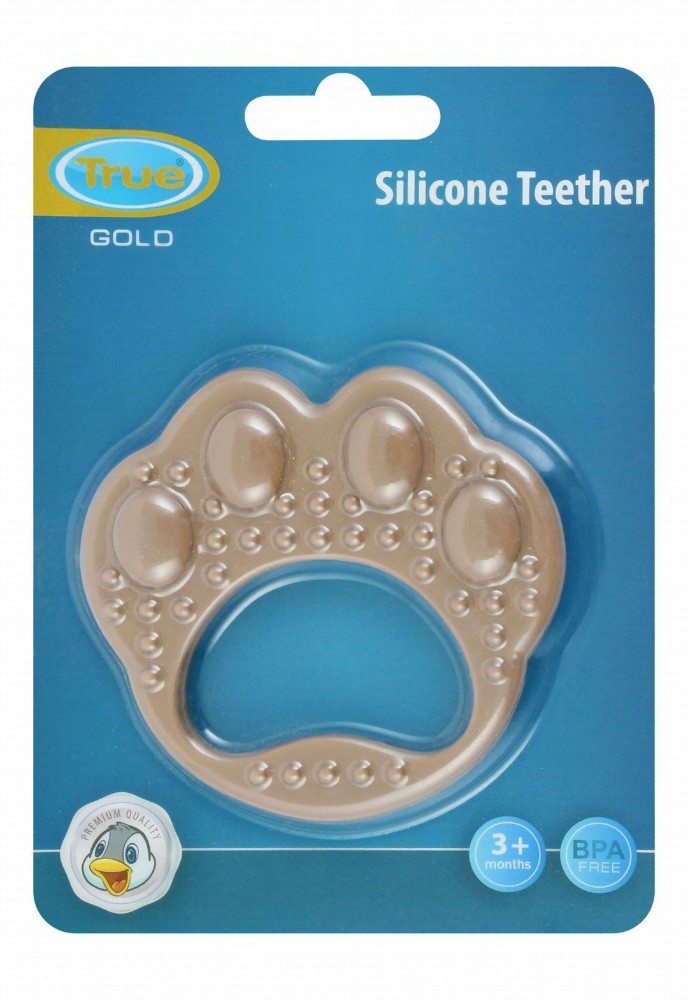 True Gold Brown Paw Shaped Silicone Teether (3+ Months) - BPA free