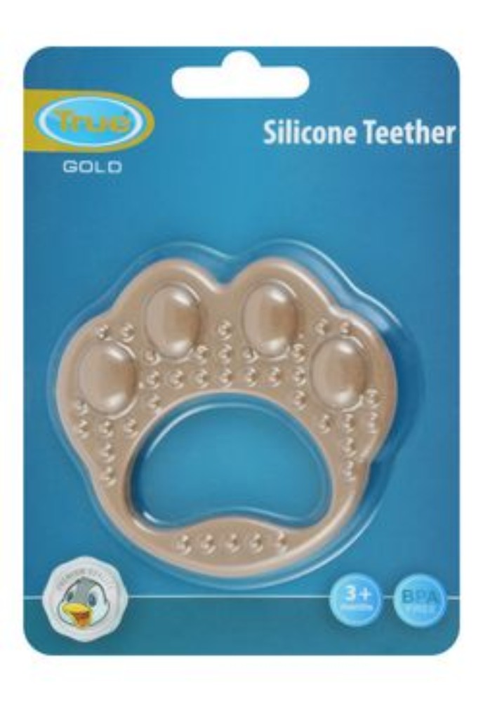 True Gold Brown Paw Shaped Silicone Teether (3+ Months) - BPA free