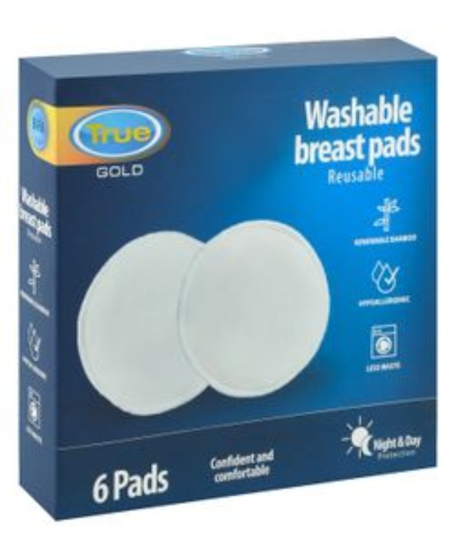 True Gold Hypoallergenic Bamboo Washable Breast Pads - BPA free
