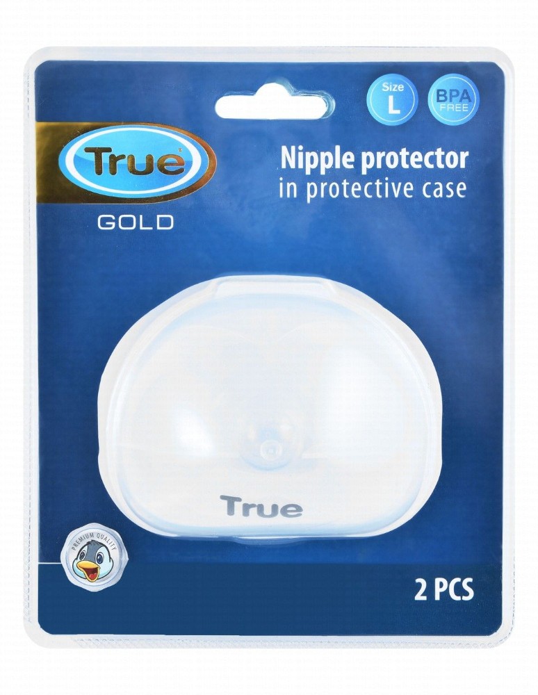 True Gold Large Clear Silicone Nipple Protectors with Protective Case - BPA Free