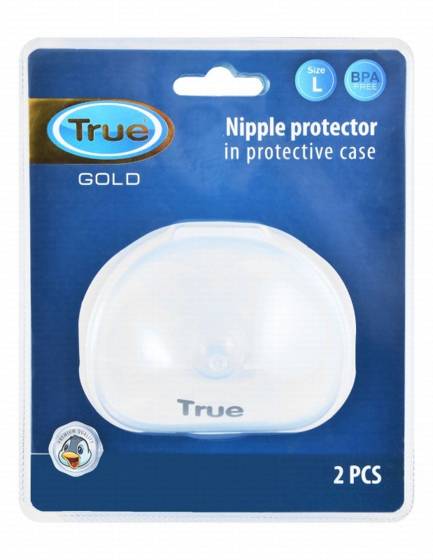 True Gold Large Clear Silicone Nipple Protectors with Protective Case - BPA Free