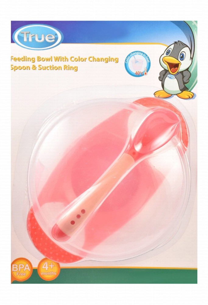 True Red Feeding Bowl with Color Changing Spoon & Suction Ring (4+ Months) - BPA free