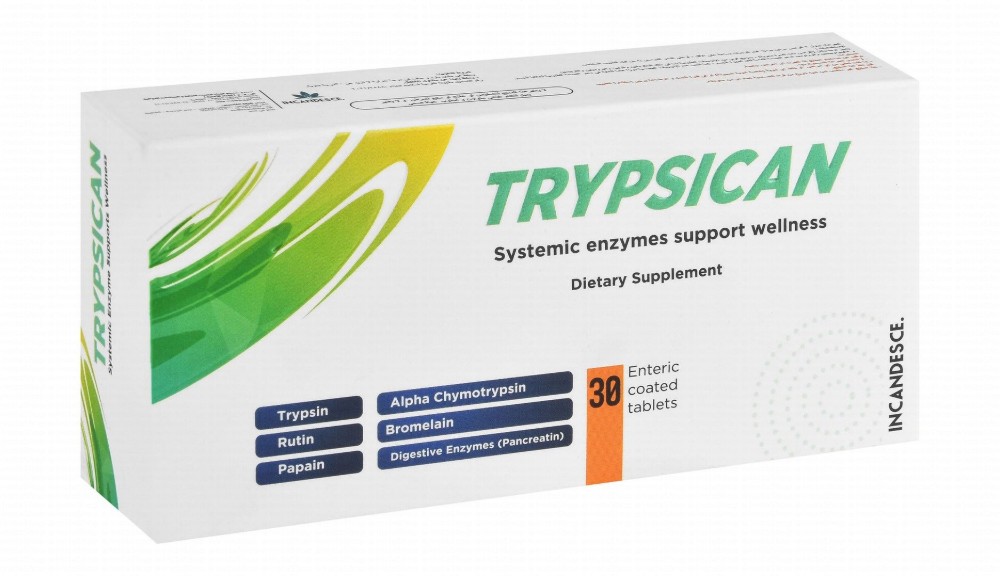 Trypsican 300mg Pancreatin Digestive Support Supplement with Trypsin, Rutin & Bromelain