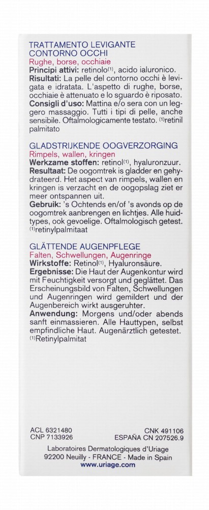 Uriage Eau Thermale Age Lift Firming & Smoothing Eye Cream with Retinol & Hyaluronic Acid for All Skin Types