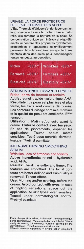 Uriage Eau Thermale Age Lift Intensive Firming & Smoothing Face Serum with Retinol, Hyaluronic Acid & AHA for All Skin Types