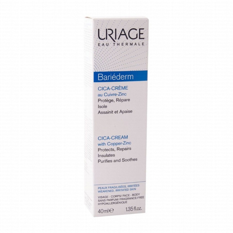 Uriage Eau Thermale Bariederm Hypoallergenic Water-Resistant Repairing Cica-Cream for Weakened & Irritated Skin - fragrance free, preservatives free