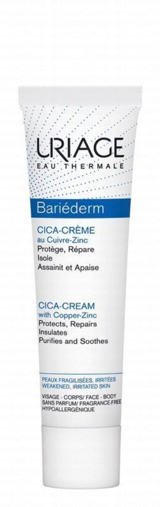 Uriage Eau Thermale Bariederm Hypoallergenic Water-Resistant Repairing Cica-Cream for Weakened & Irritated Skin - fragrance free, preservatives free