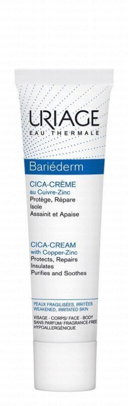 Uriage Eau Thermale Bariederm Hypoallergenic Water-Resistant Repairing Cica-Cream for Weakened & Irritated Skin - fragrance free, preservatives free