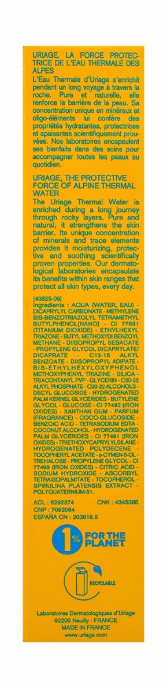 Uriage Eau Thermale Bariesun Water-Resistant Fair Tinted Face & Body Sunscreen for Sensitive Skin SPF50+