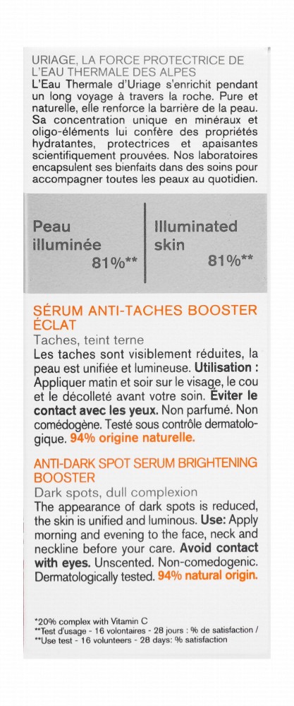 Uriage Eau Thermale Depiderm Brightening, Smoothing & Anti-Dark Spot Face Serum with Vitamin C Complex & Niacinamide for All Skin Types