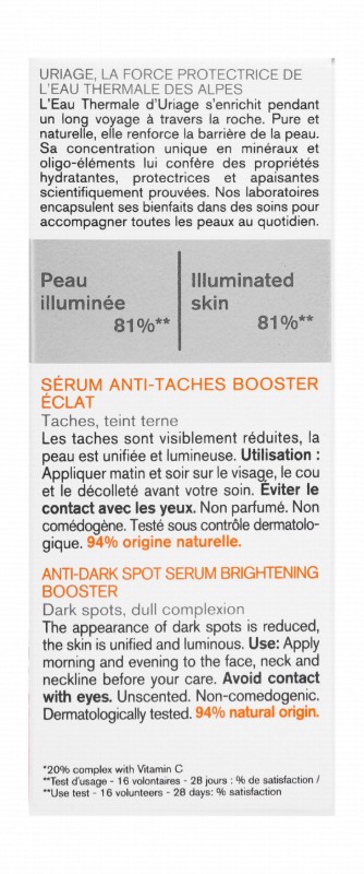 Uriage Eau Thermale Depiderm Brightening, Smoothing & Anti-Dark Spot Face Serum with Vitamin C Complex & Niacinamide for All Skin Types