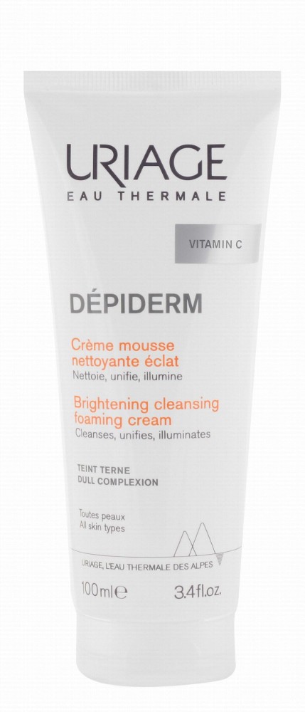 Uriage Eau Thermale Depiderm Brightening, Unifying & Iluminating Cleansing Foam Cream with Vitamin C & Thermal Water for All Skin Types