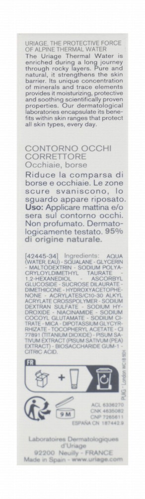 Uriage Eau Thermale Depiderm Correcting, Reviving & Brightening Eye Contour Cream with Niacinamide for All Skin Types