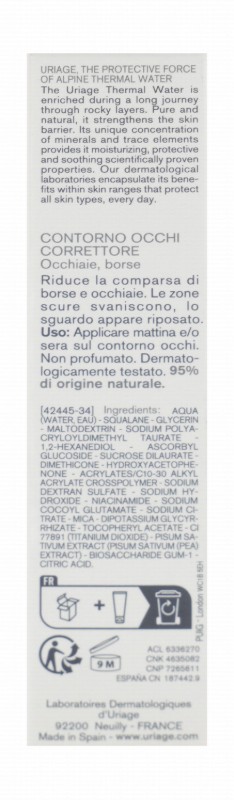 Uriage Eau Thermale Depiderm Correcting, Reviving & Brightening Eye Contour Cream with Niacinamide for All Skin Types