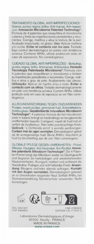 Uriage Eau Thermale Hyseac Non-Greasy Shining, Anti-Blemish & Anti-Blackhead Face Cream with AHA, Salicylic Acid & Zinc for Oily & Blemish-Prone Skin - non comedogenic