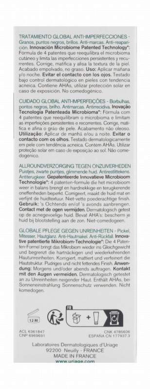 Uriage Eau Thermale Hyseac Non-Greasy Shining, Anti-Blemish & Anti-Blackhead Face Cream with AHA, Salicylic Acid & Zinc for Oily & Blemish-Prone Skin - non comedogenic