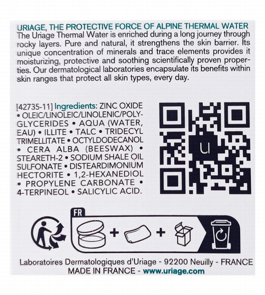 Uriage Eau Thermale Hyseac SOS Paste with Tea Tree & Green Clay for Blemish-Prone & Oily Skin - non comedogenic