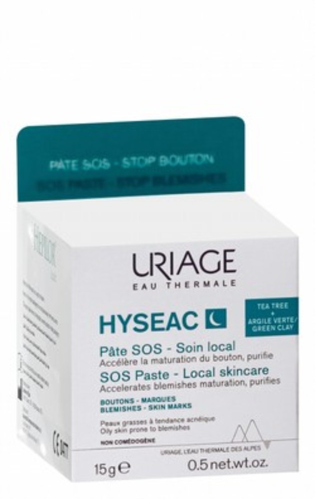Uriage Eau Thermale Hyseac SOS Paste with Tea Tree & Green Clay for Blemish-Prone & Oily Skin - non comedogenic