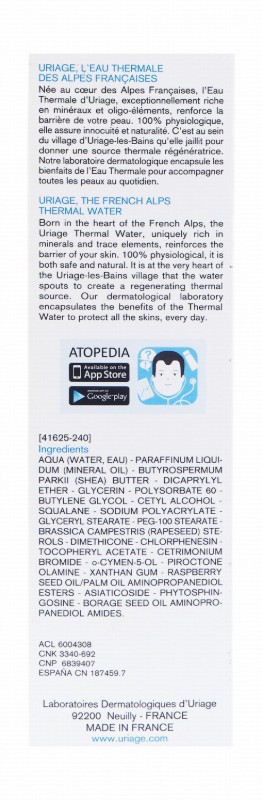 Uriage Eau Thermale Xemose Hypoallergenic Non-Greasy Replenishing, Nourishing & Anti-Irritating Cream Very Dry & Atopic Skin - fragrance free