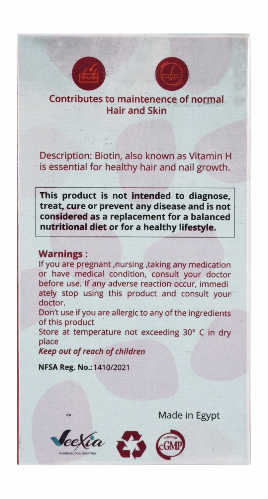 Veexia 10,000mcg Biotin Hair & Skin Support Supplement