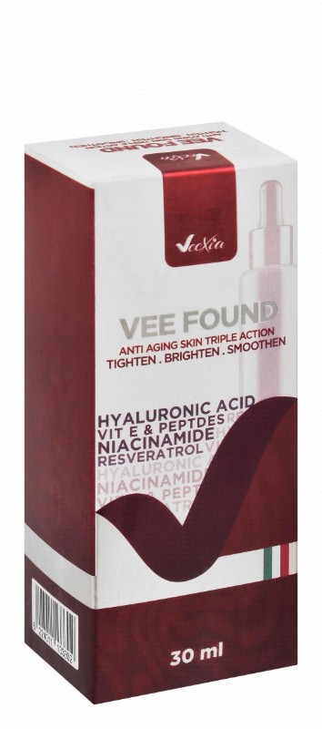 Veexia Vee Found Triple Action Tightening, Smoothening & Anti-Aging Facial Serum with Hyaluronic Acid, Vitamin E & Peptides