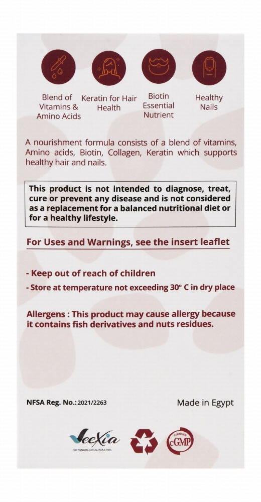 Veexia Vee Hair 2500mcg Biotin Hair Support Supplement with Multivitamins, Amino Acids & Collagen