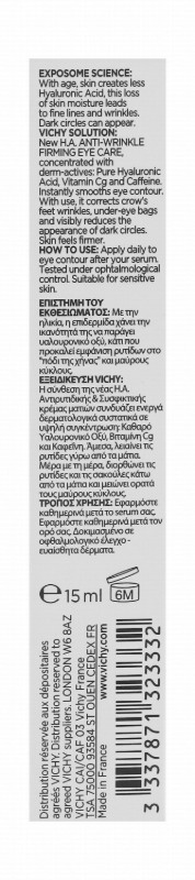 Vichy Liftactiv Firming & Anti-Wrinkle Eye Cream with Hyaluronic Acid & Vitamin Cg - fragrance free
