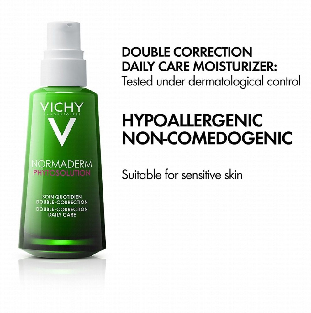 Vichy Normaderm Hypoallergenic 2% Salicylic Acid Facial Moisturizer with Sarcosinic & Hyaluronic Acid for Sensitive & Acne-Prone Skin - non comedogenic