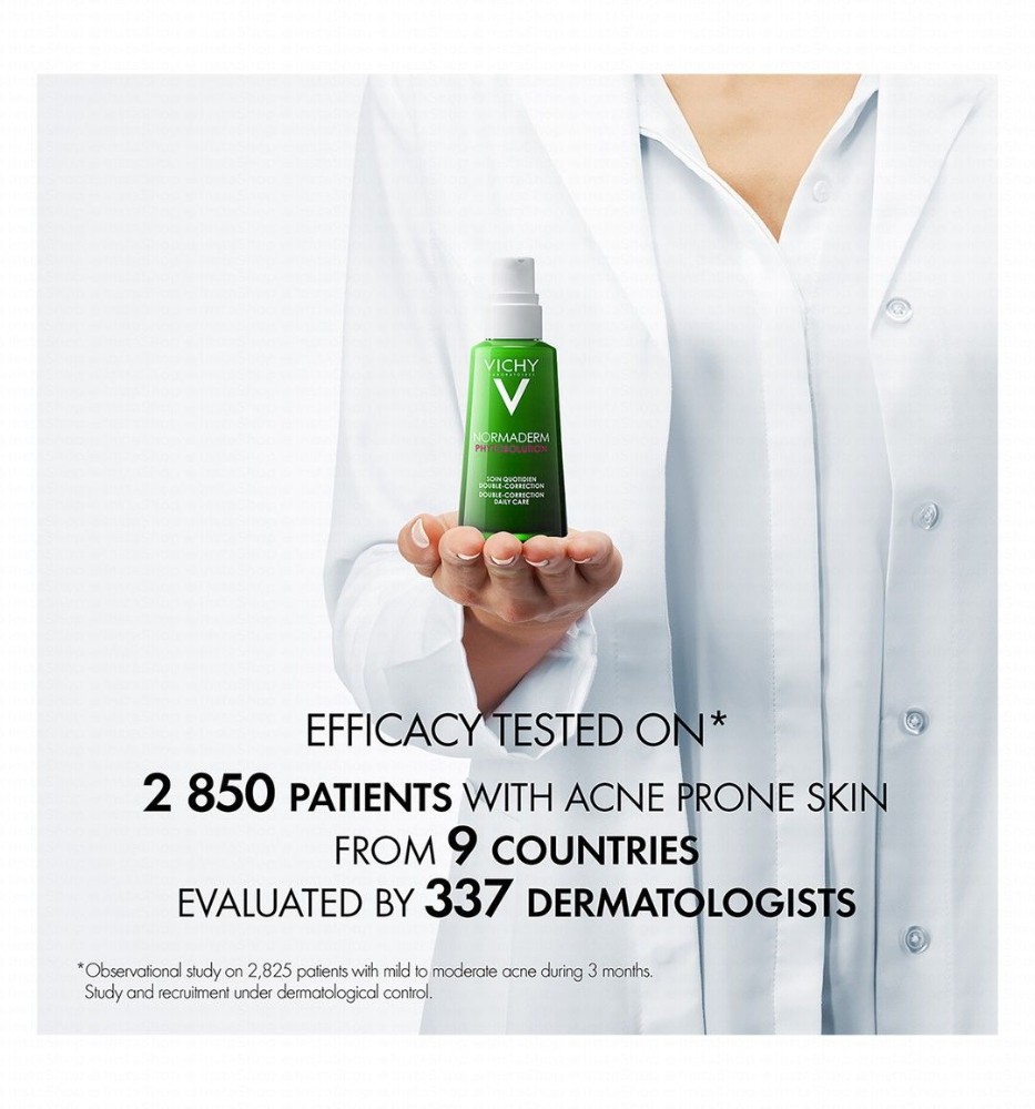 Vichy Normaderm Hypoallergenic 2% Salicylic Acid Facial Moisturizer with Sarcosinic & Hyaluronic Acid for Sensitive & Acne-Prone Skin - non comedogenic