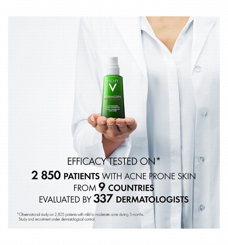 Vichy Normaderm Hypoallergenic 2% Salicylic Acid Facial Moisturizer with Sarcosinic & Hyaluronic Acid for Sensitive & Acne-Prone Skin - non comedogenic