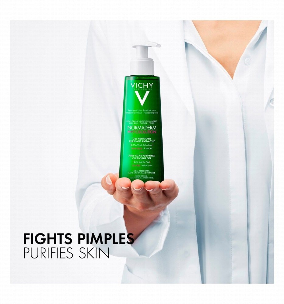 Vichy Normaderm Phytosolution Hypoallergenic Intensive Purifying Facial Cleansing Gel for Oily, Sensitive & Blemish Prone Skin