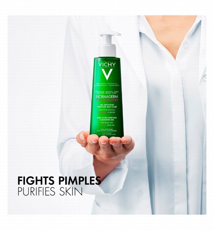 Vichy Normaderm Phytosolution Hypoallergenic Intensive Purifying Facial Cleansing Gel for Oily, Sensitive & Blemish Prone Skin