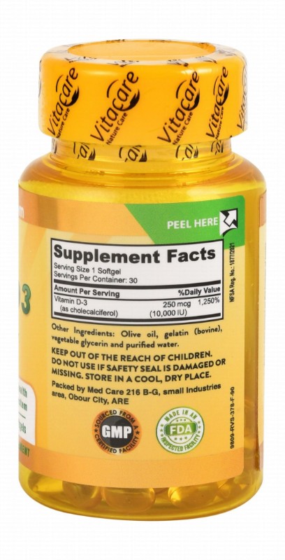 Vitacare 250mcg Vitamin D3 Immune System & Bone Health Support Supplement