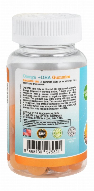 Vitacare 275mg Omega Plus DHA Immunity & Brain Health Support Gummy Supplements Lemon & Orange Flavor - gluten free