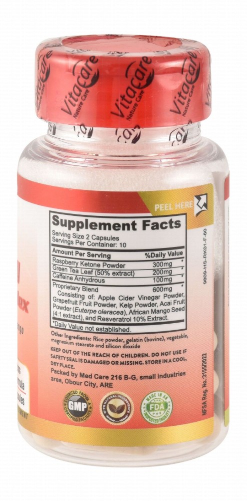 Vitacare 300mg Raspberry Ketone Complex Weight Loss Support Supplement with Green Tea & African Mango