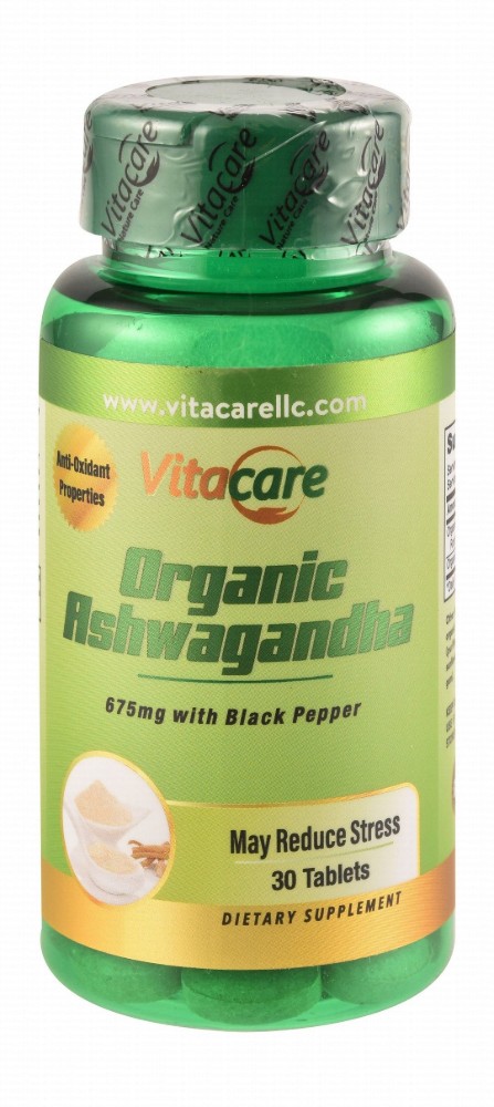 Vitacare 675mg Organic Ashwagandha Anti-Stress & Antioxidant Supplement with Black Pepper