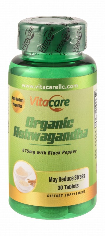 Vitacare 675mg Organic Ashwagandha Anti-Stress & Antioxidant Supplement with Black Pepper