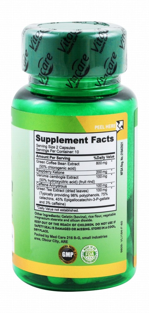 Vitacare 800mg Green Coffee Weight Loss Supplement with Raspberry & Ketone Complex