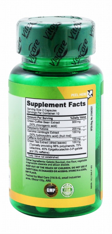 Vitacare 800mg Green Coffee Weight Loss Supplement with Raspberry & Ketone Complex