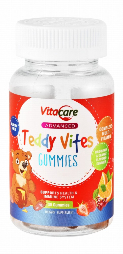 Vitacare Advanced Teddy Vites Multivitamin Immune System Support Gummy Supplement Raspberry & Orange Flavor - gluten free