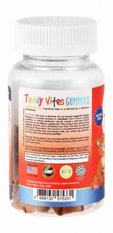 Vitacare Advanced Teddy Vites Multivitamin Immune System Support Gummy Supplement Raspberry & Orange Flavor - gluten free
