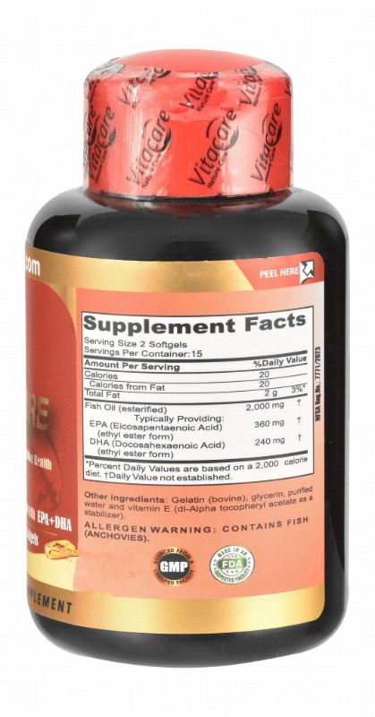 Vitacare Max Omega-Care 2000mg Fish Oil Heart, Brain & Immune System Support Supplement