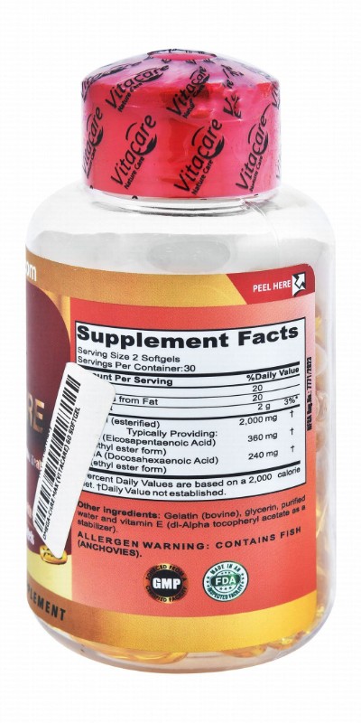 Vitacare Max Omega-Care 2000mg Fish Oil Supplement for Heart, Brain & Immune System