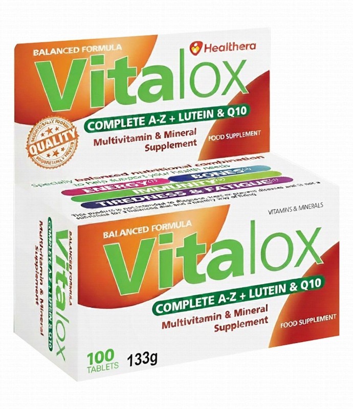Vitalox A-Z Multivitamin & Mineral Supplement with Lutein & Q10 for Energy, Immunity & Bones Health - gluten free, lactose free