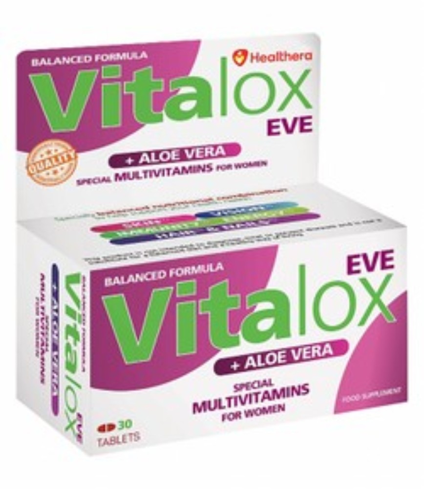 Vitalox Eve Multivitamins Immune, Hair & Normal Vision Support Supplement with Aloe Vera for Women - gluten free, lactose free
