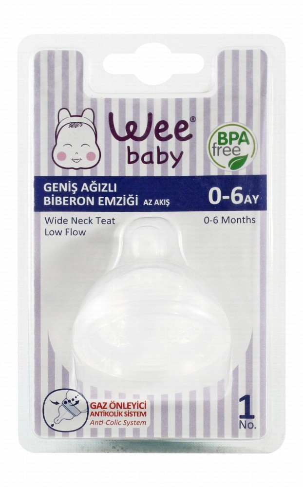 Wee Baby Anti-Colic Low Flow Wide Neck Teat Stage 1 (0-6 Months) - BPA free