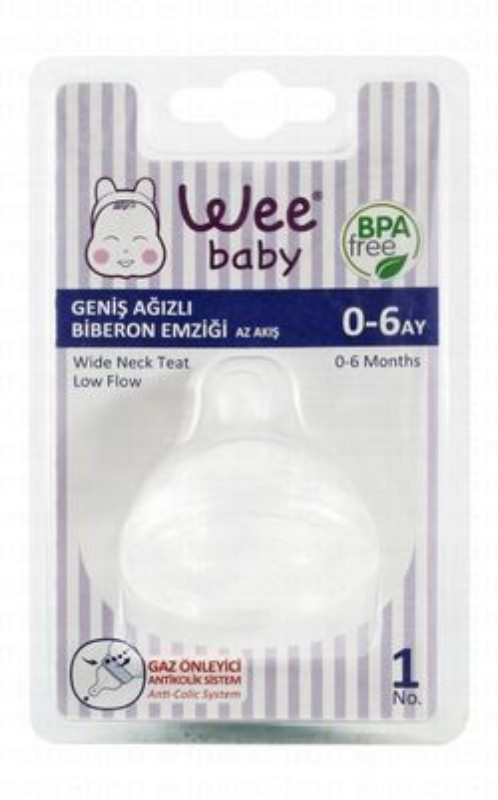 Wee Baby Anti-Colic Low Flow Wide Neck Teat Stage 1 (0-6 Months) - BPA free